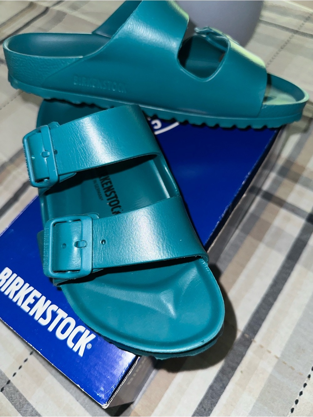 Birkenstock ARIZONA EVA  Lake Green / Teal Two-Strap Slide Sandals size 37 (6)